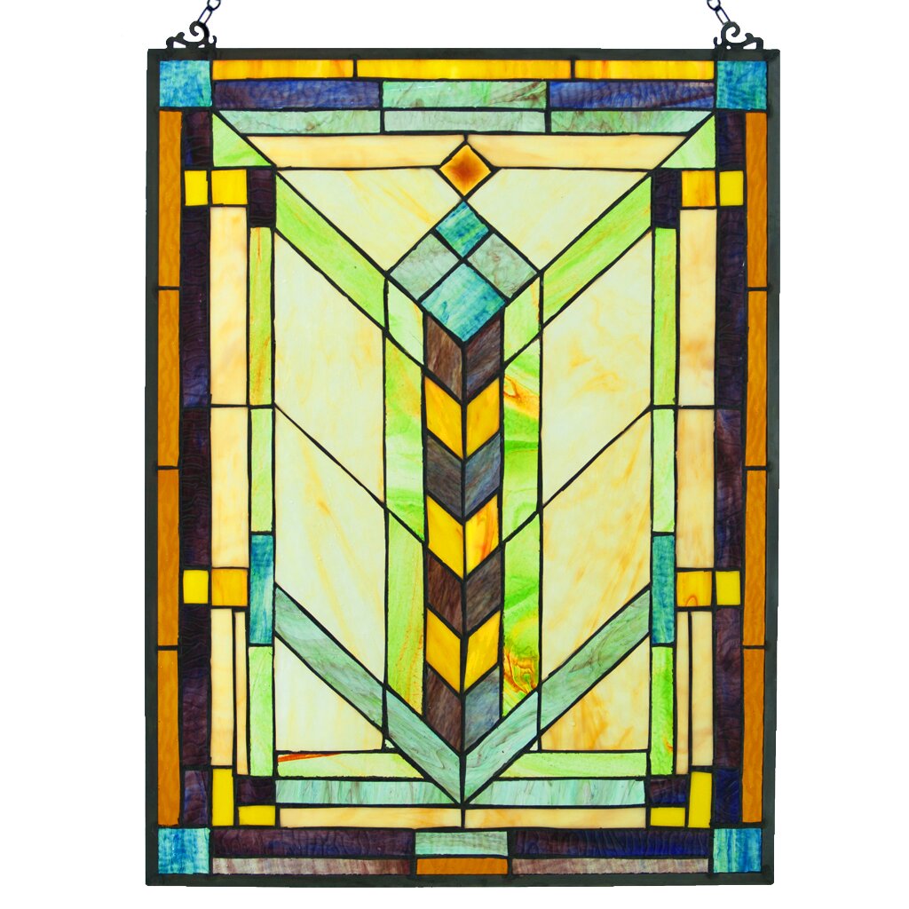 River Of Goods Stained Glass Geometric Window Panel And Reviews Wayfair